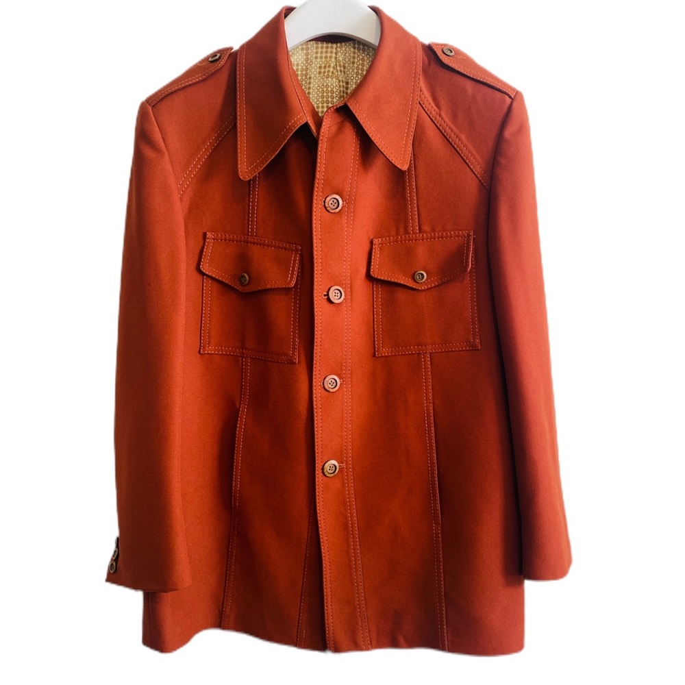 70s Vintage Shacket w/ Contrasting Stitch by Malibu Clothes Beverly Hills Size L